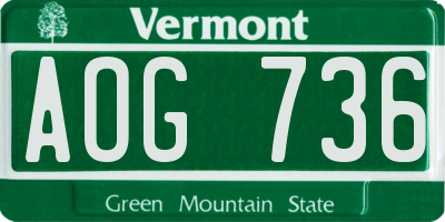 VT license plate AOG736