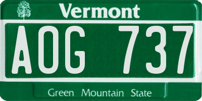 VT license plate AOG737