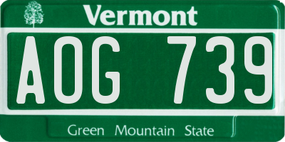VT license plate AOG739