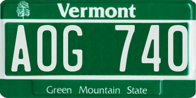 VT license plate AOG740