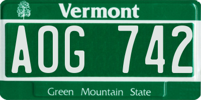 VT license plate AOG742