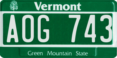 VT license plate AOG743