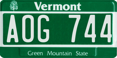 VT license plate AOG744