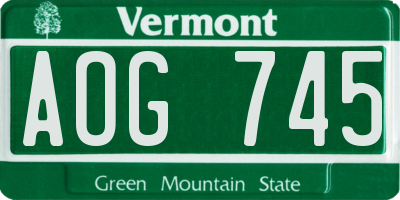 VT license plate AOG745