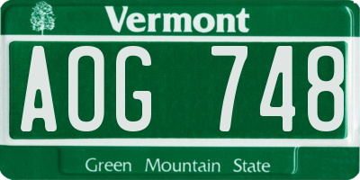 VT license plate AOG748