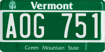 VT license plate AOG751