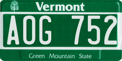 VT license plate AOG752
