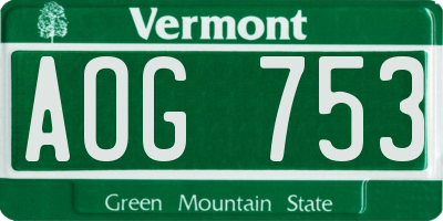 VT license plate AOG753
