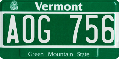 VT license plate AOG756