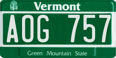 VT license plate AOG757
