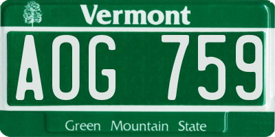 VT license plate AOG759