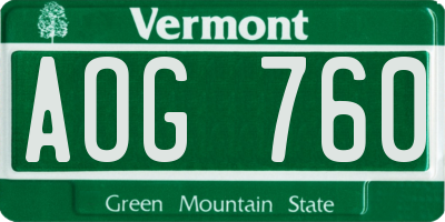 VT license plate AOG760