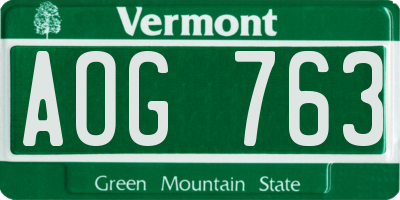 VT license plate AOG763