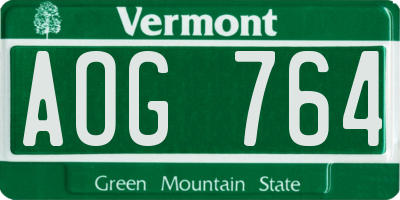 VT license plate AOG764
