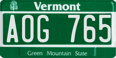 VT license plate AOG765