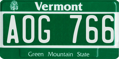 VT license plate AOG766