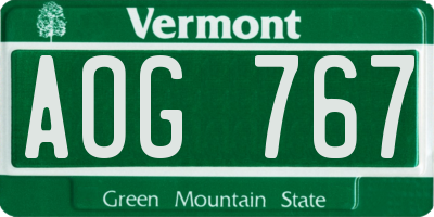 VT license plate AOG767