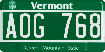VT license plate AOG768
