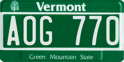 VT license plate AOG770