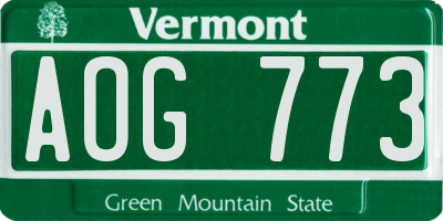 VT license plate AOG773