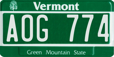 VT license plate AOG774