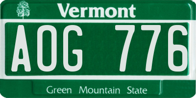 VT license plate AOG776