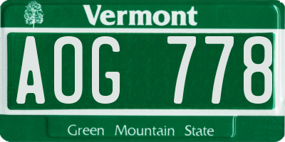 VT license plate AOG778