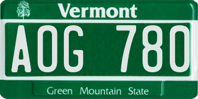 VT license plate AOG780