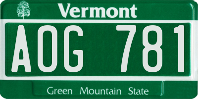 VT license plate AOG781