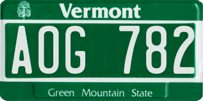 VT license plate AOG782