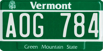 VT license plate AOG784