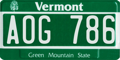 VT license plate AOG786