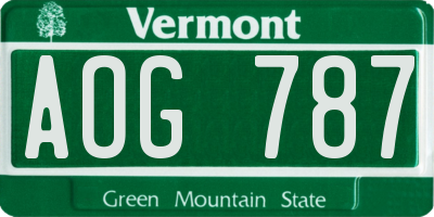 VT license plate AOG787