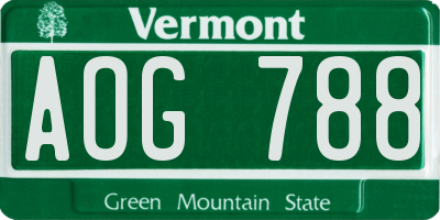 VT license plate AOG788