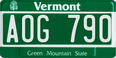 VT license plate AOG790