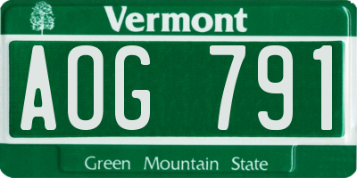 VT license plate AOG791