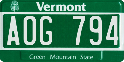 VT license plate AOG794