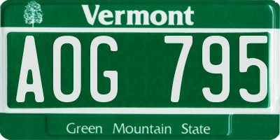 VT license plate AOG795