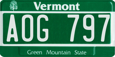 VT license plate AOG797