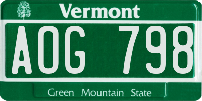 VT license plate AOG798