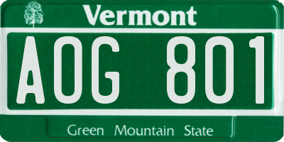 VT license plate AOG801