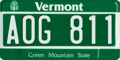 VT license plate AOG811