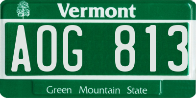 VT license plate AOG813