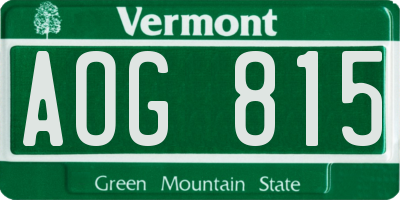 VT license plate AOG815