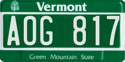 VT license plate AOG817