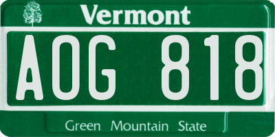 VT license plate AOG818