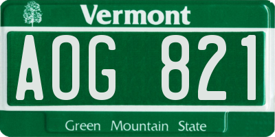 VT license plate AOG821