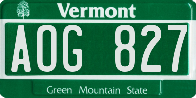 VT license plate AOG827