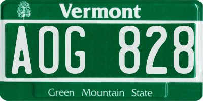 VT license plate AOG828