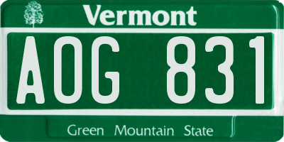 VT license plate AOG831